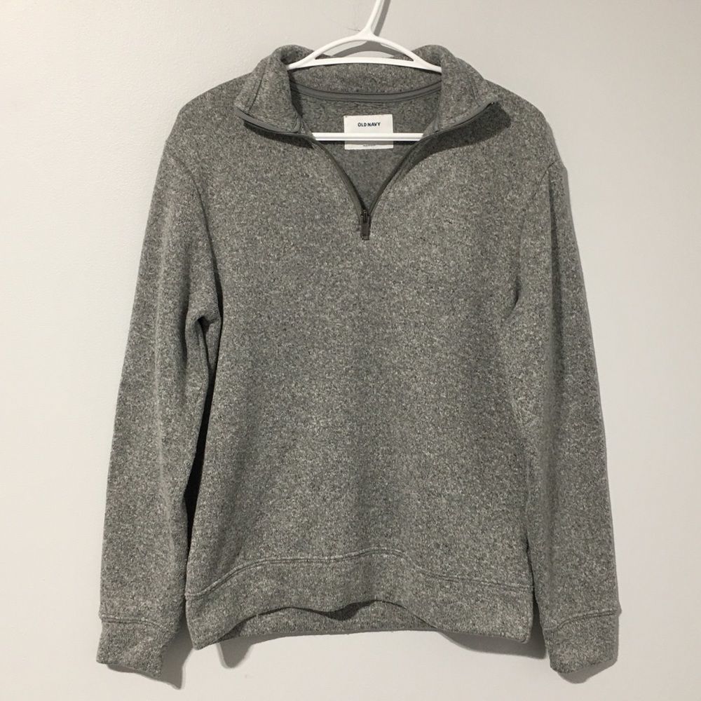 Old Navy Men's Mock Neck 1/4 Zip Grey Long Sleeve Top Size S